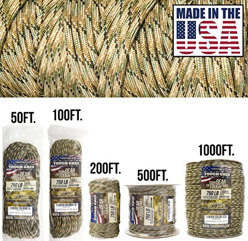 image for TOUGH-GRID Paracord Rope 750 lbs Nylon Parachute Cord, Made in USA Sur