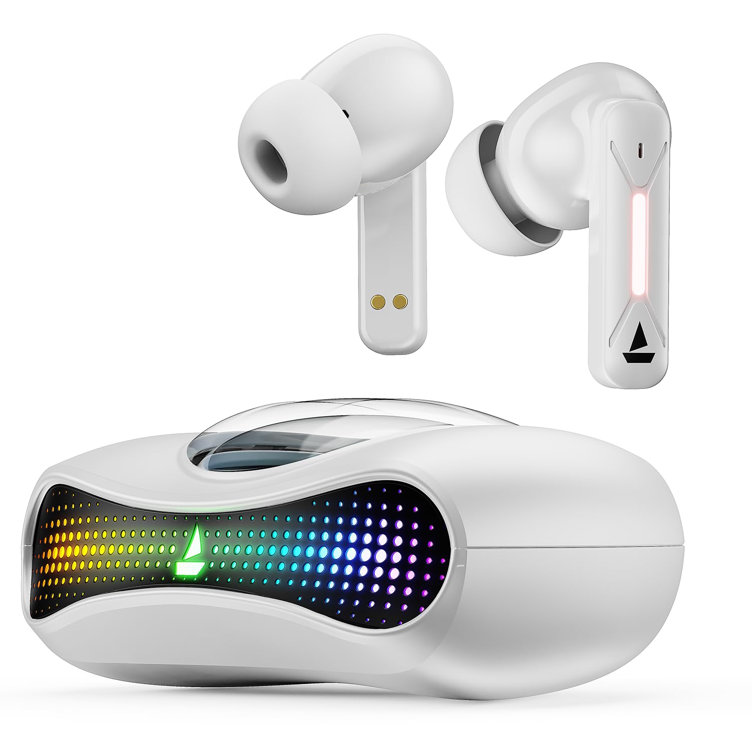 boAtAirdopes Drift TWS Earbuds w/ 40hrs Playback, 40ms Latency, 4 Mics, RGB LEDs, ASAP Charge, IWP Tech, BT v5.4 & IPX4 Resistance (White Sabre)