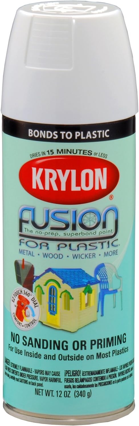Krylon K02320007 Fusion For Plastic Aerosol Spray Paint, 12-Ounce, Gloss White - K02320001