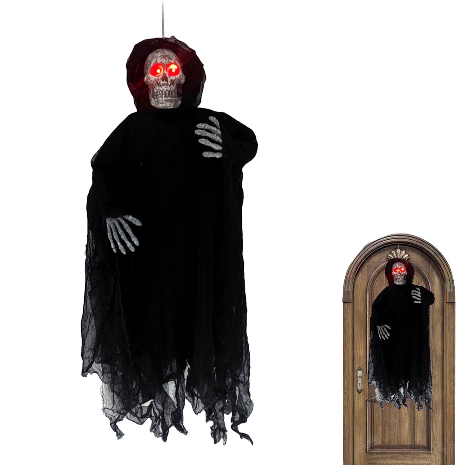 Décorations d'Halloween lumineuses à suspendre avec squelette volant