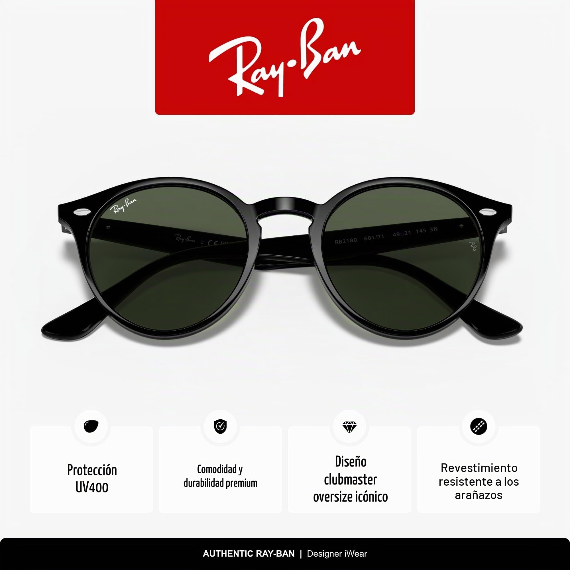 Ray-Ban Rb 2180 Gafas de sol Hombre (Pack de 1)