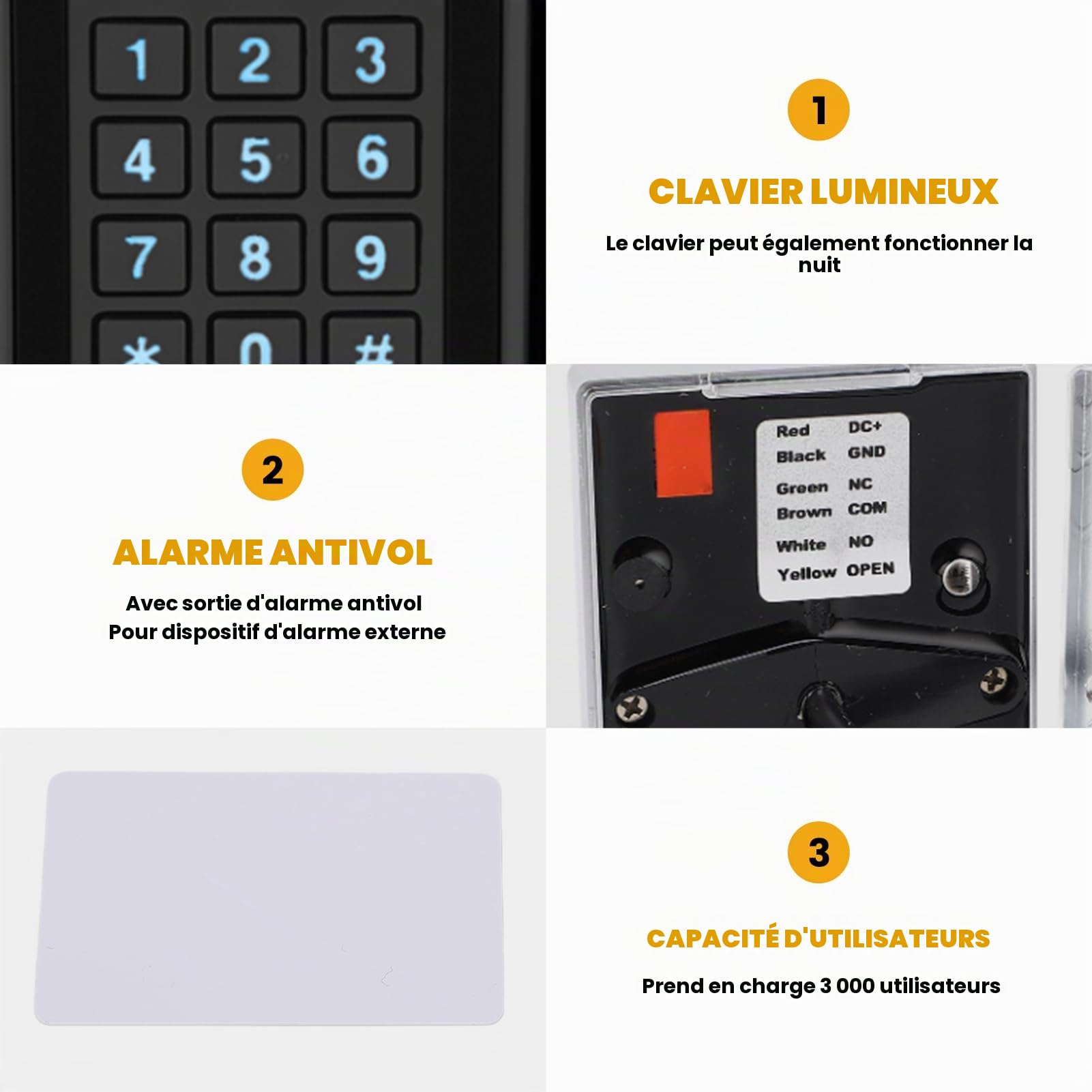 Contrôleur d'accès, clavier de porte étanche, clavier d'entrée sans clé, système de contrôle d'accès de sécurité, clavier intelligent ouvert de porte avec alarme de démontage