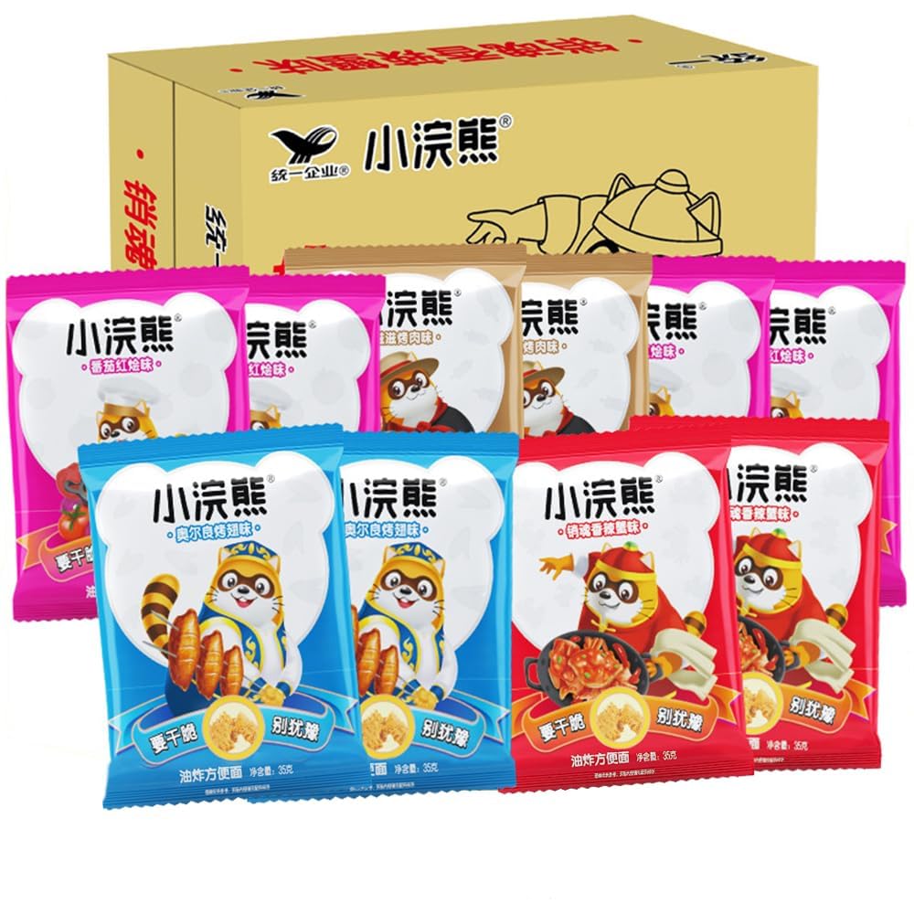 小浣熊 干脆面 カリカリ麺 中国 お菓子 零食 脆脆面 干吃面 そのまま楽しむ即席麺スナック 4種の味 35g×30袋 約1050g
