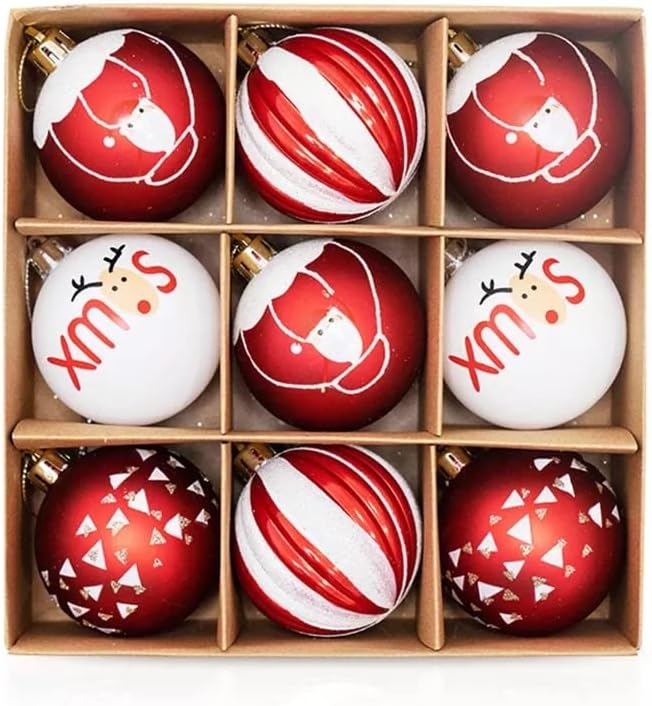 Lot de 9 boules de Noël élégantes - Diamètre : 6 cm - Décoration ...