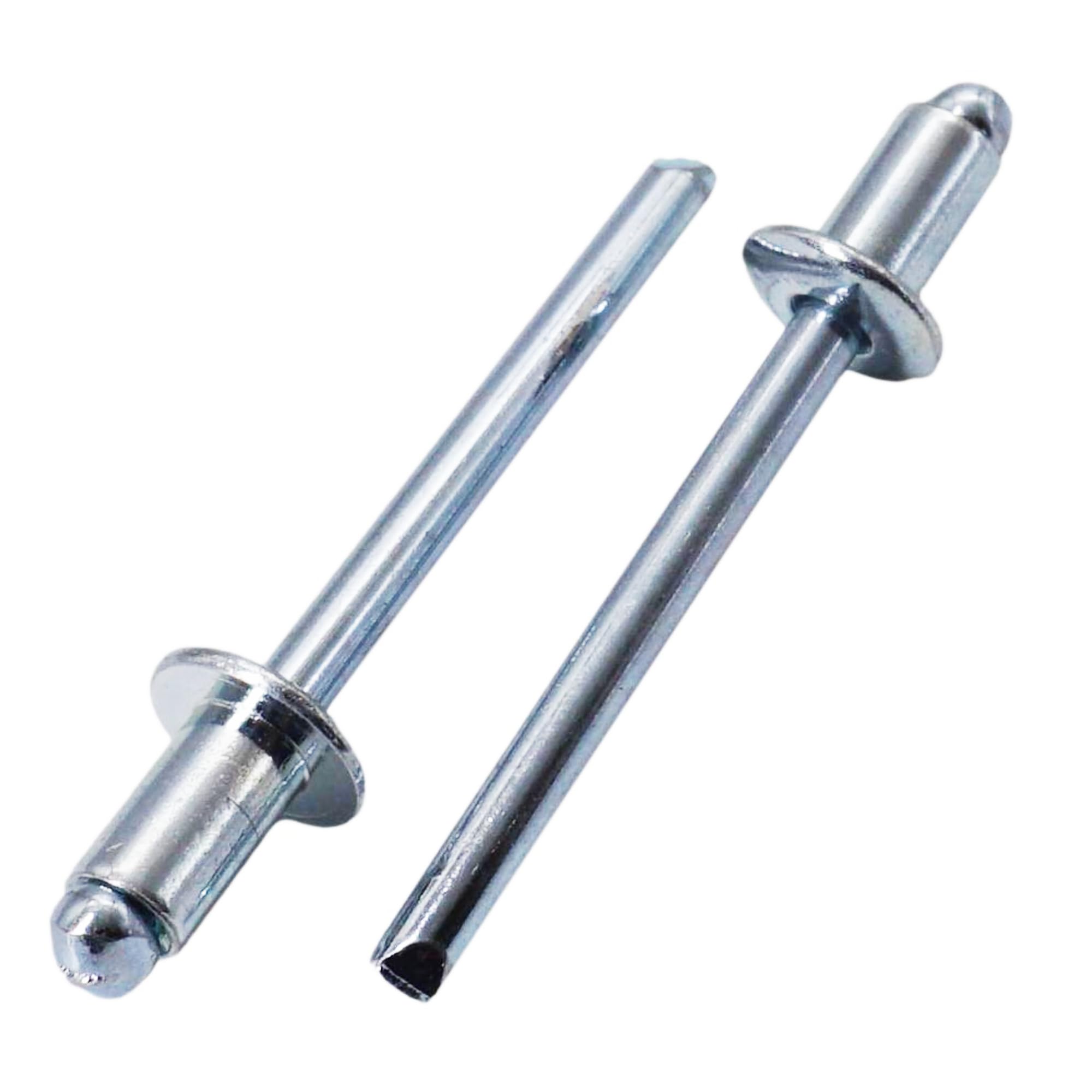 SKIR'CO (100 pcs) Zinc Plated Steel Blind Rivets 5.0 x 10 mm, Steel Mandrel, Pop Rivets, Dome Head, DIN 7337 Rivets