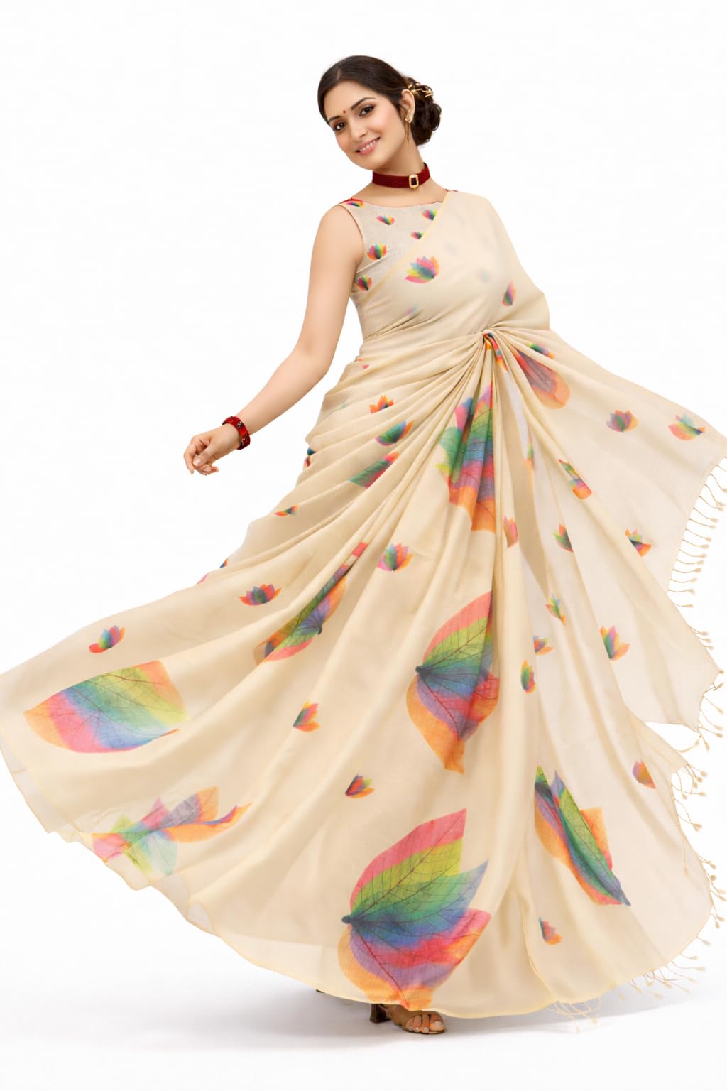 kjs Women’s Chanderi Silk Blend Digital Print Saree with Running Blouse | Elegant Soft Lightweight Traditional & Contemporary Ethnic Wear Saree for Festive, & Daily Wear-picture-23