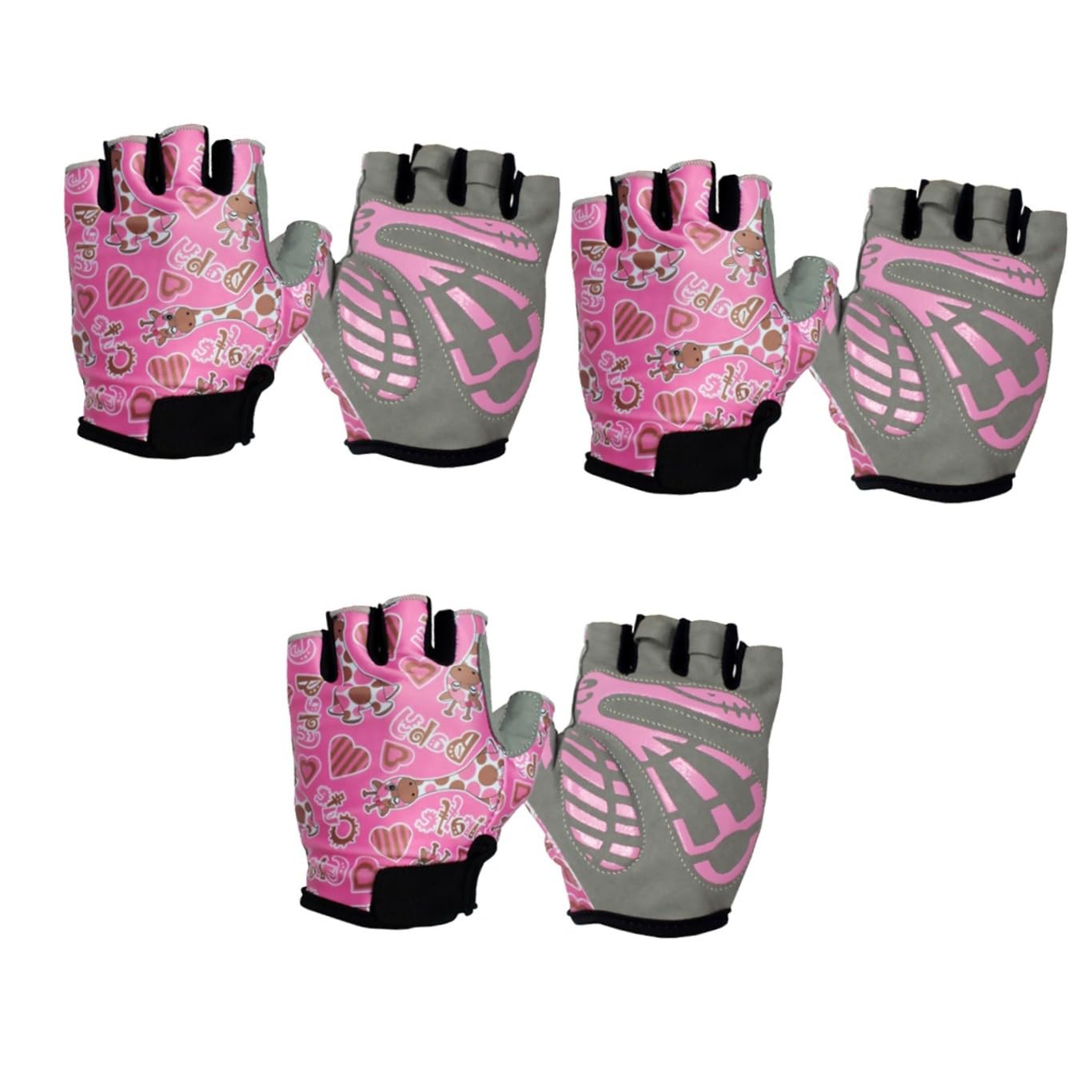 Toyvian 3paare Mädchen Fahrradhandschuhe Halb Finger Atmungsaktive rutschfeste Schutzhandschuhe Für Mädchen s Für Outdoor-Sport Und Fitnessaktivitäten