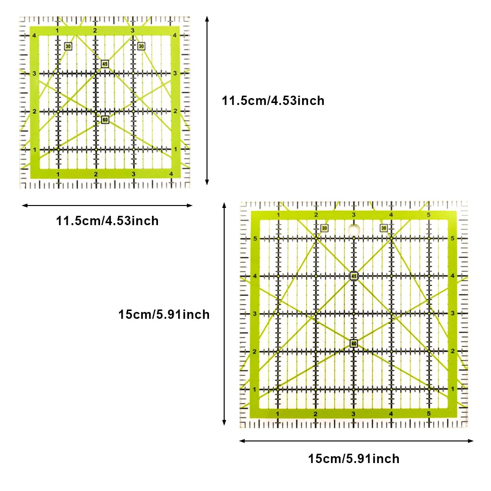 Voragrl 4 righelli quadrati per trapuntatura (11,4 x 11,4 cm, 15,2 x 15,2 cm, 24,9 x 24,5 cm, 32,5 x 32,5 cm), per trapuntatura e cucito durevole