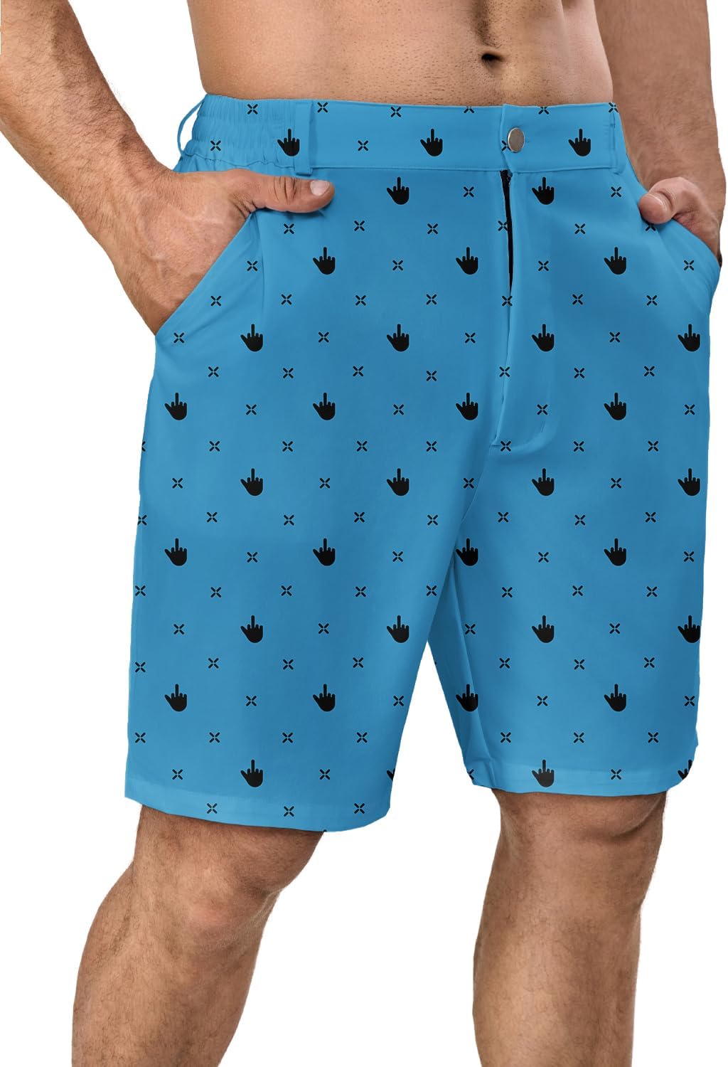 Funny Men's Golf Shorts Fun Work Polo Dress Short for Men Lightweight Quick Dry Multi-Pocket