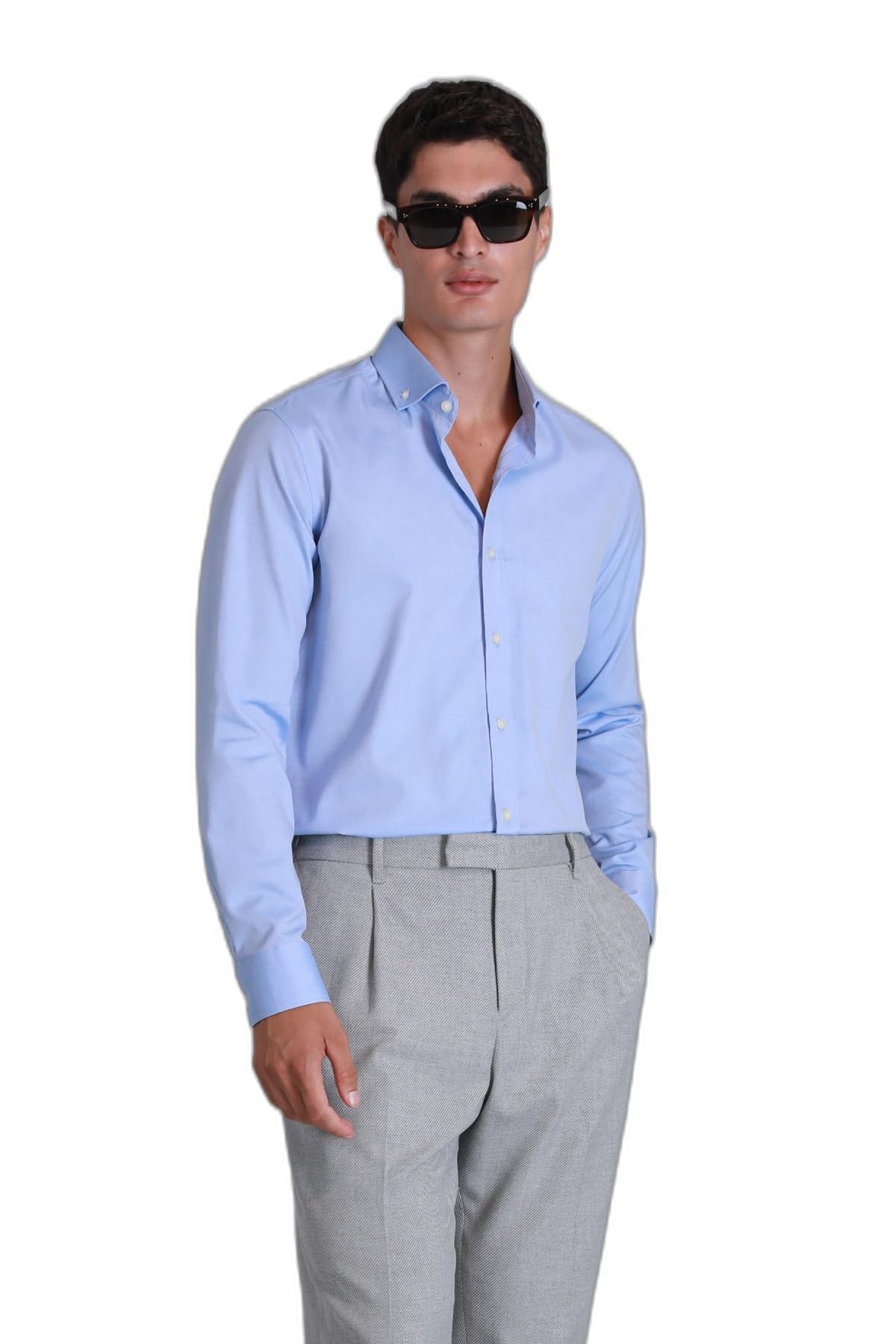 LUFIAN Daniel Basic Slim Fit Gömlek, XS, 112010640, Mavi, Erkek