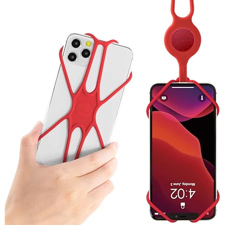 Amazon 最新版 Bone ネックストラップ スマホ 携帯 4 6 5インチのスマホに対応 全シリコン製 大画面スマホ最適 安全装置付き 落下防止 長さ調節可能 Iphone 11 Pro Max Xs Xr X 8 7 6plus Sony Samsung Google Pixel 3 Xl など適用 レッド Lanyard