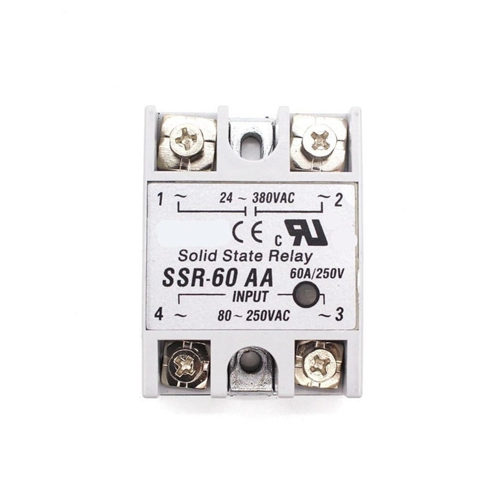 Relè a stato solido (12 V, 24 V, SSR-100AA, 60 A, 80 A, 100 A, 3-32 V AC a 24-380 V CA, SSR, 60 AA, 80 AA, 100 AA, 1 pezzo)(100 AA)