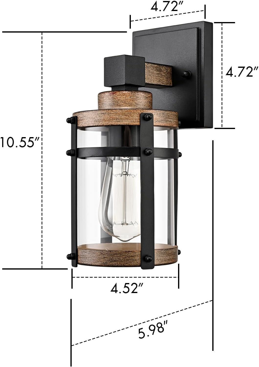 CLAXY Outdoor Wall Light Fixture, Exterior Waterproof Lantern Wall Mounted, Porch Sconce with Clear Shade, Modern Matte Black Wall Lamps for Patio Front Door Entryway, E26 Based