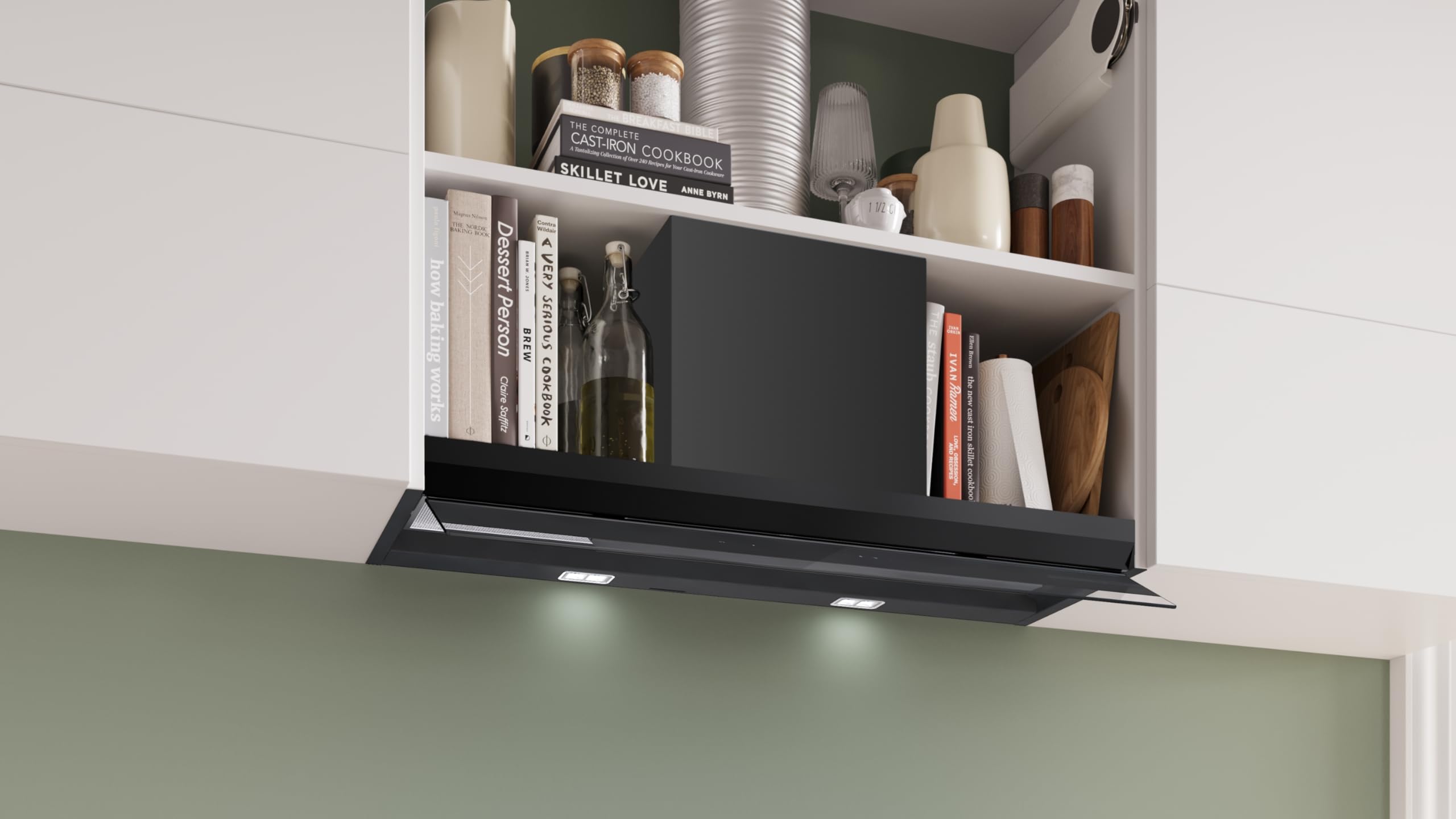Bosch Série 6 Hotte aspirante design intégré, 90 cm, DBB97DP60, fabriquée en Allemagne, évacuation et recirculation, moteur silencieux et durable, installation facile, lumière avec régulateur de
