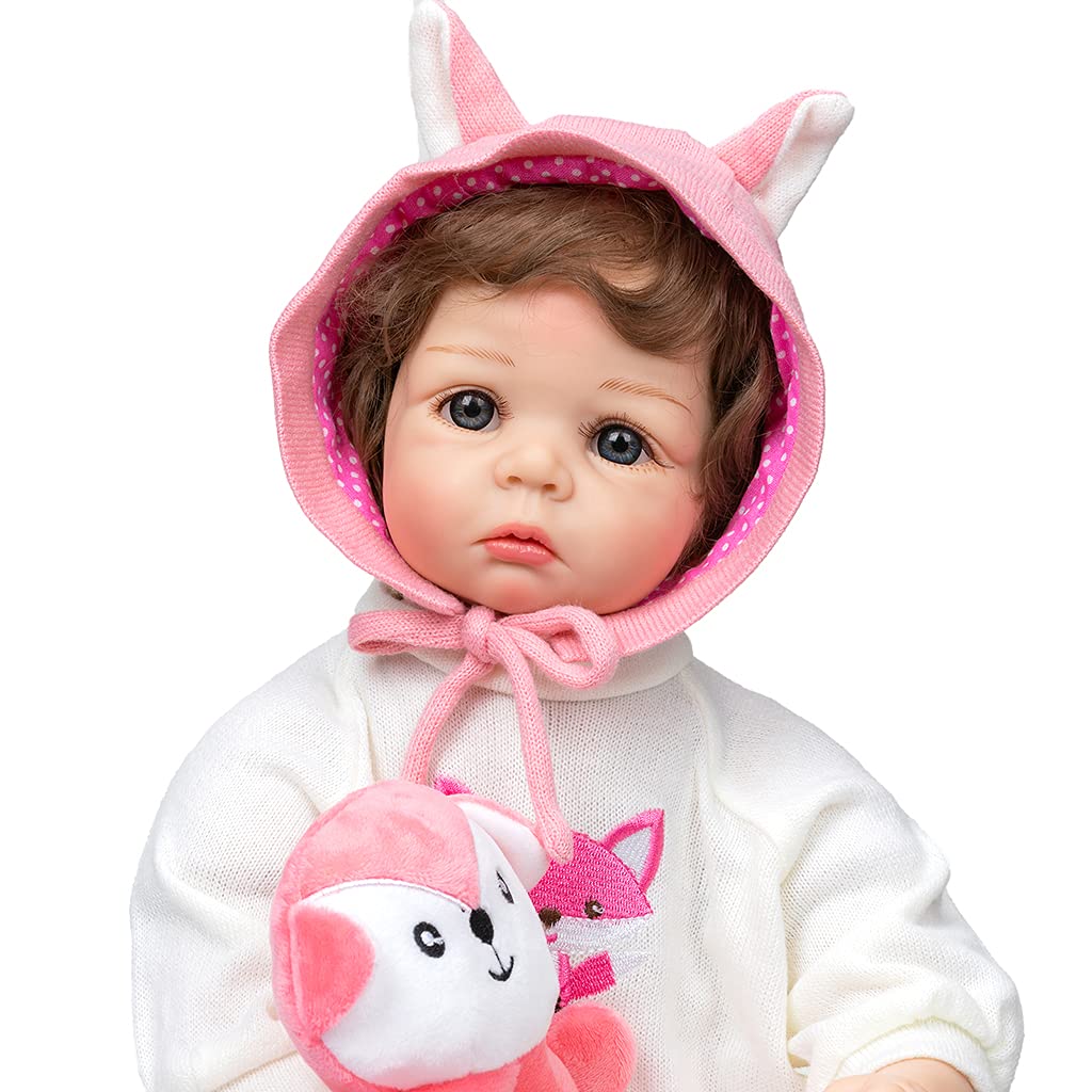 21-Zoll Schlafpuppe für Actionfiguren, Interaktionsspielzeug, bequem gefüllt, für kaukasische, niedliche Puppen mit Augen – Baby Puppen, Silikon Ganzkörper für Anfänger, die wie