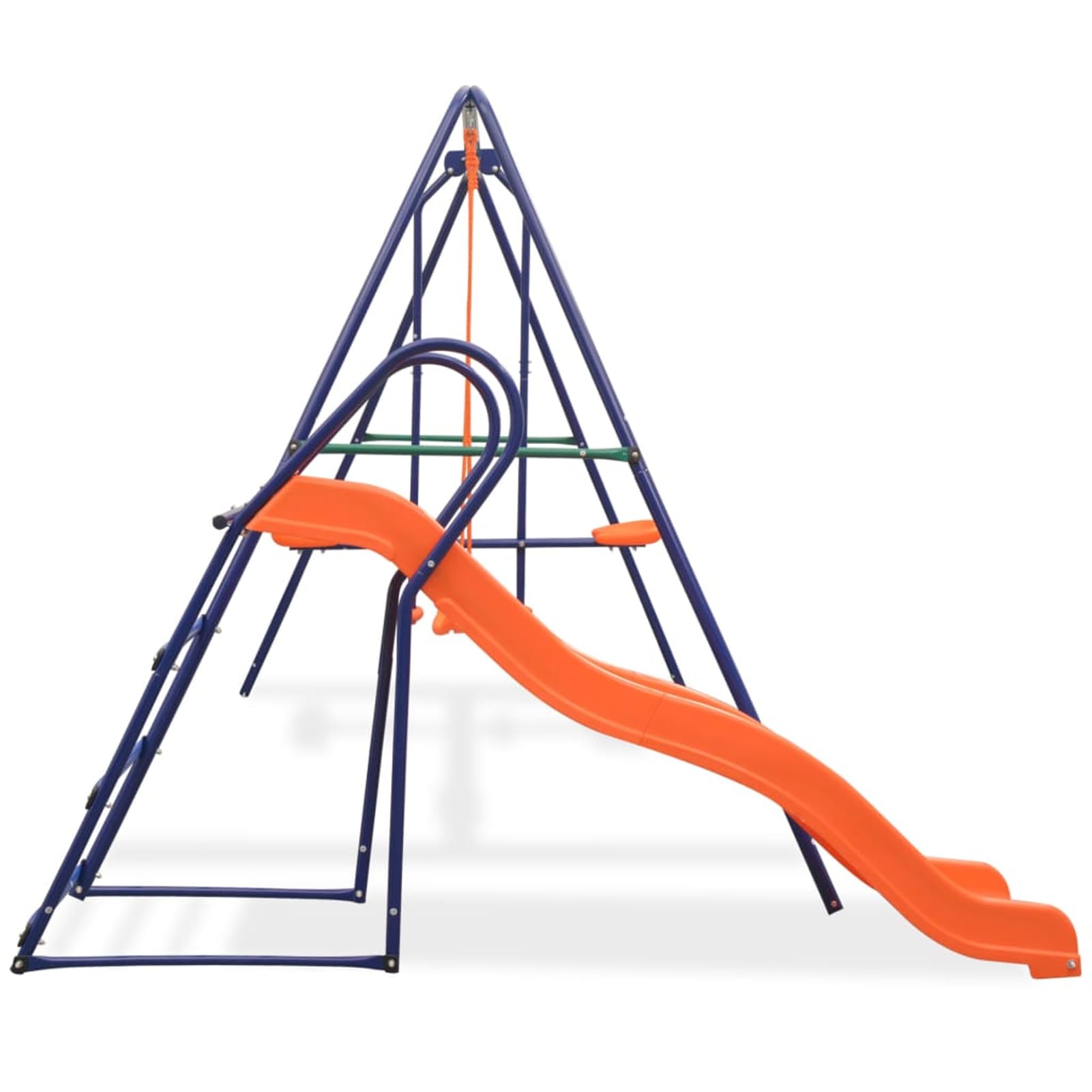 Homgoday Juego de Columpios con tobogán y 3 Asientos Naranja Parque Infantil Madera Columpio Jardin Exterior Parques Infantiles de Exterior