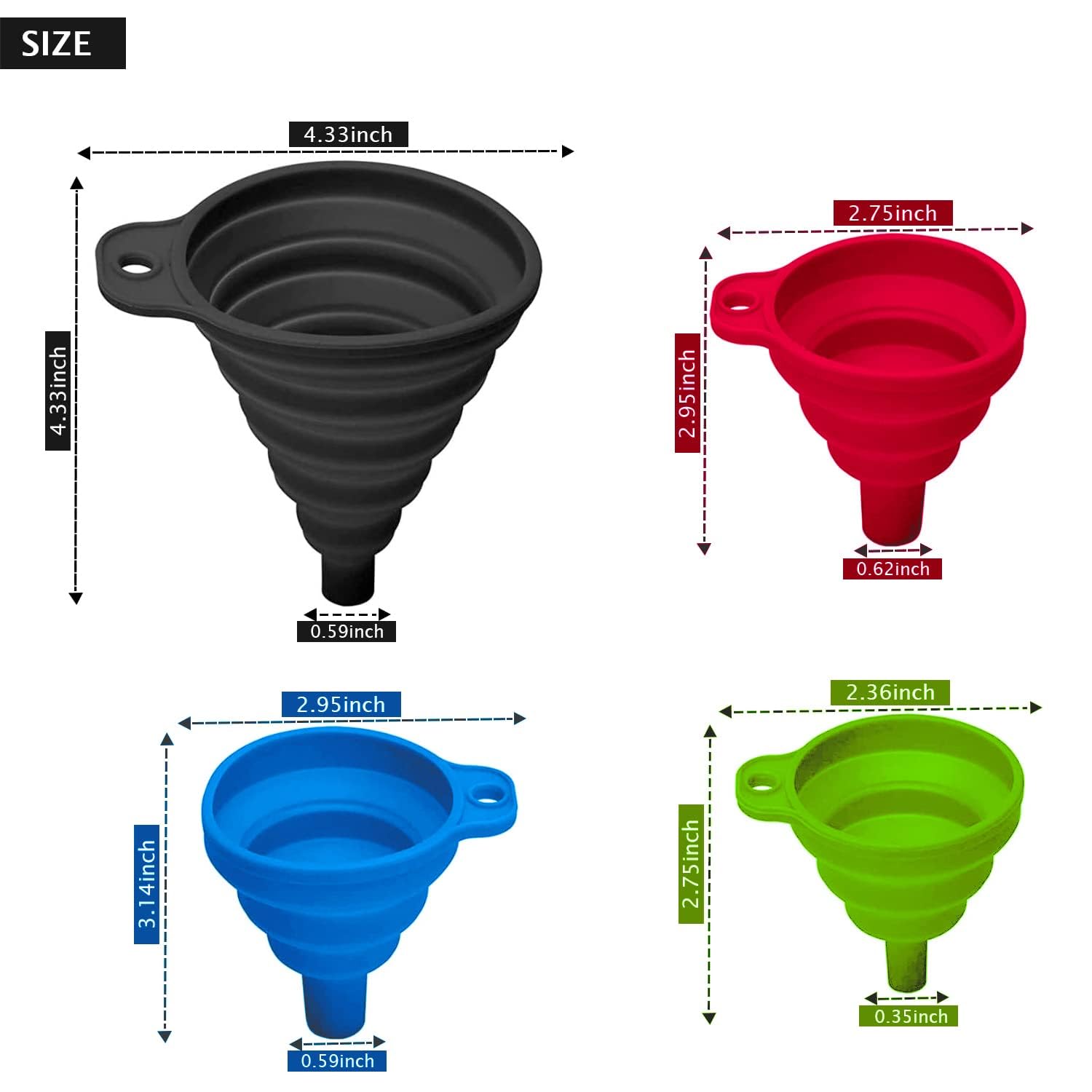 Collapsible Silicone Kitchen Funnel Set – 9-Piece Food-Grade Funnels For Bottles & Jars - View #8