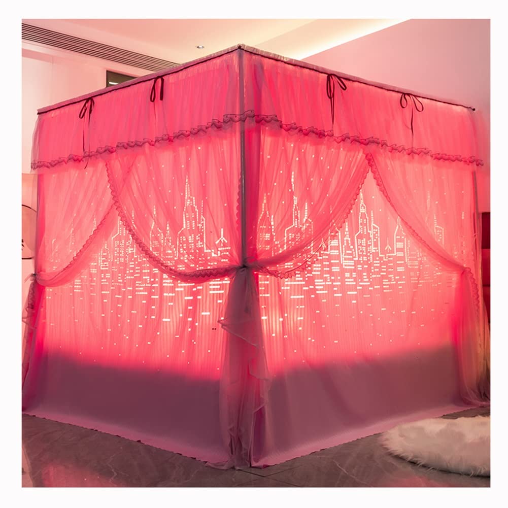 Zanzariera a baldacchino per Letto Romantico Rosa, zanzariera a baldacchino per Tenda da Letto Principessa per Ragazzi Adulti con Supporto (Colore : Pink-A, Dimensioni : 150X210cm/59X83inch