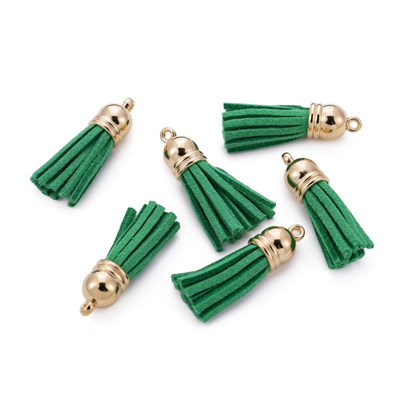Suede Faux Leather Tassels 200 pcs/Lots Tassel Synthetic Suede Faux Leather Charms For DIY Keychain Earrings Necklace Bracelet Jewelry Making Supplies(Green)