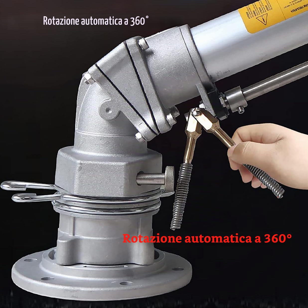 Irrigatore per Irrigazione Agricola con Set di Ugelli di Ricambio, Pistola a Spruzzo per Irrigatore per Prato Agricolo in Metallo, Rotazione Automatica a 360°, per Irrigare Prato E Giardino