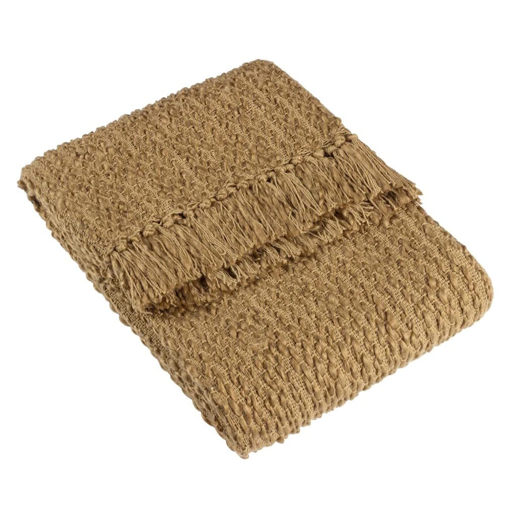 Hoem Morni Throw 130 x 180cm Chestnut Woven Tasselled