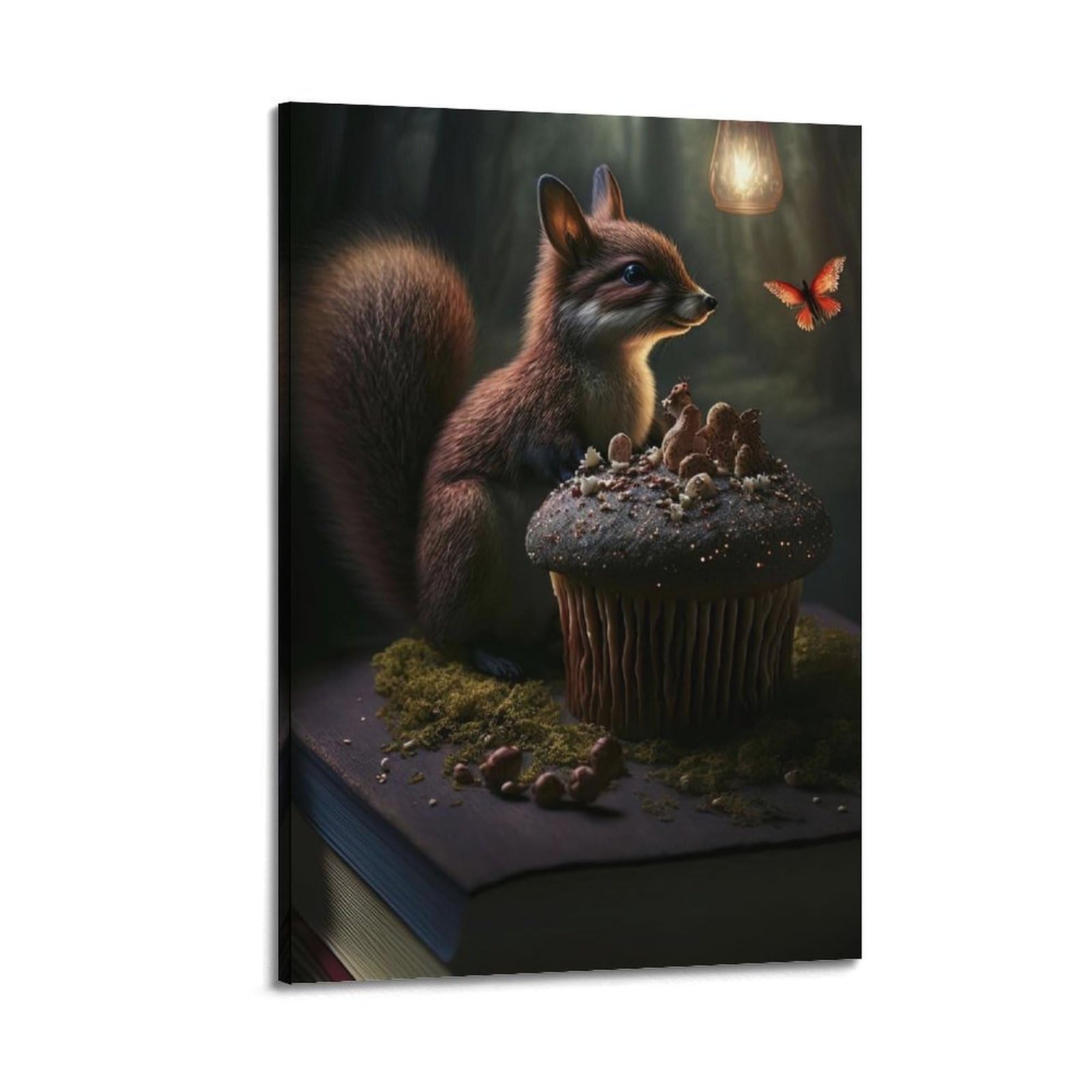 CXHJCA Animal Poster Squirrel And Butterfly Poster Decorative Painting Canvas Wall Posters And Art Picture Print Modern Family Bedroom Decor Posters 24x36inch(60x90cm)