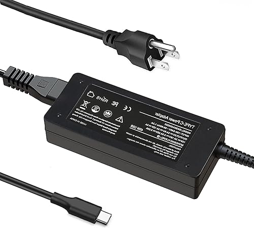 Cargador USB C tipo C de 45 W adaptador de corriente de carga rápida ampliamente compatible con HP Dell Lenovo Acer Asus Samsung Google y más