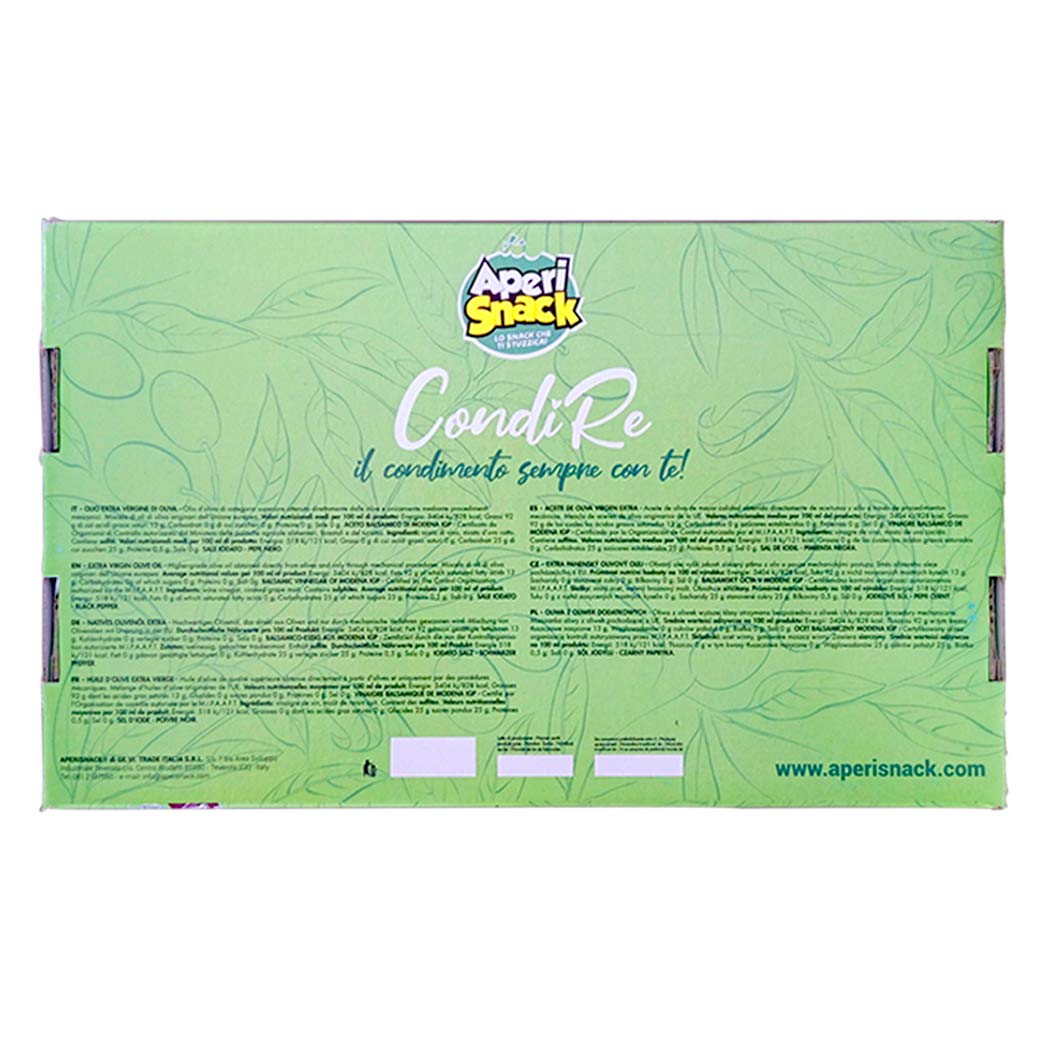 Aperisnack® - AP20.001.03 Condimento per Insalate 100 Kit (400pz) bustine di Sale, Pepe, Olio e Aceto balsamico Modena IGP Monodose
