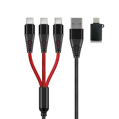 PDEEY Cable divisor USB C de 3 vías, cable de carga rápida para dron DJI, micrófono inalámbrico Rode, teléfono inteligente Android, 4 pies