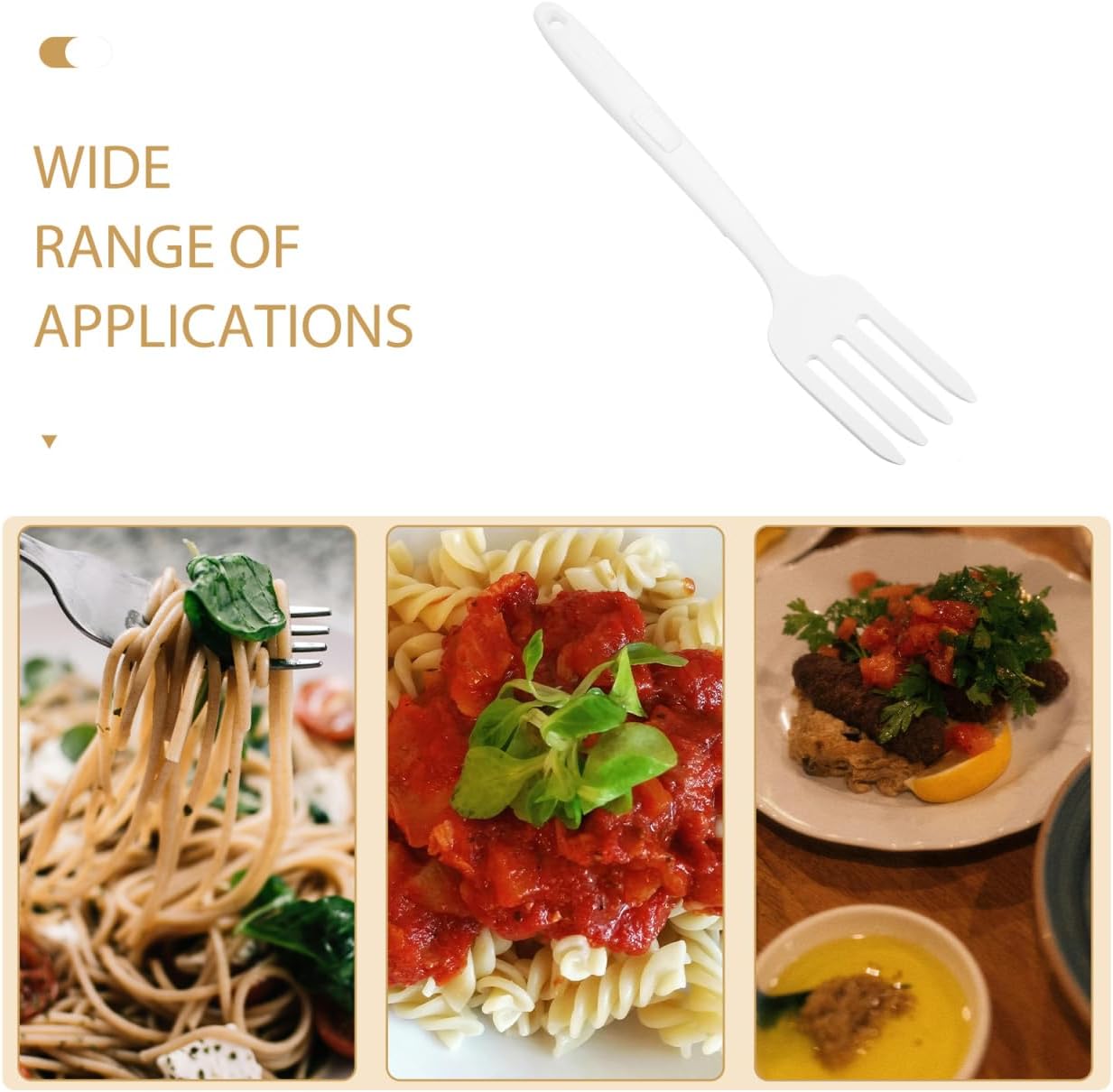 Alipis Silicone Cooking Fork 11.61In Heat Resistant Flexible Pasta Noodle Fork Lightweight Portable Kitchen Utensil for Home Outdoor Use