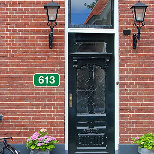 Address Plaque, Custom Personalized House Numbers for Outside Green Background, 6x12 Inches, Rust Free .040 Aluminum, Fade Resistant, Made in USA