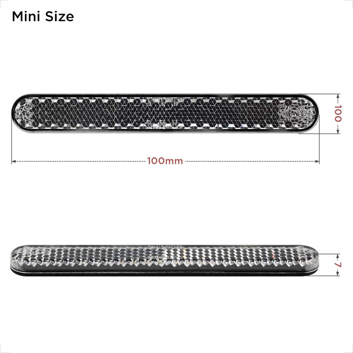 2 szt. Mini 100 x 13 x 7 mm motocykl rower E4 reflektor biały tył samoprzylepne kocie oko wielofunkcyjny skuter E homologowany