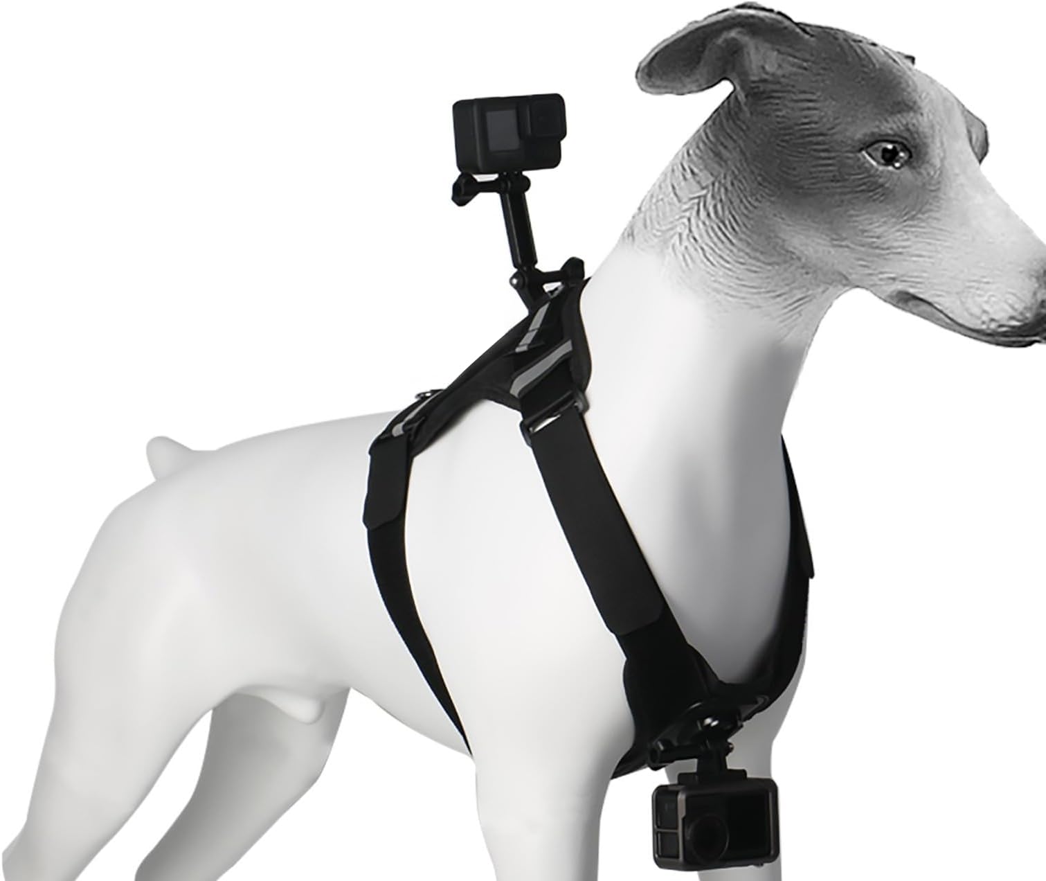 Dog Harness for Gopro, Soft and Adjustable for Small Medium and Large Dogs, with 2 Mouting Base,Used for Chest and Back,Fixation Suitable for All Models of Gopro Hero