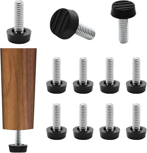 Miniatura 1 de Jamiikury 14 pulgadas - 20 pies niveladores UNC, 20 niveladores de patas ajustables, niveladores de muebles con tuercas en T para armario, sofá,