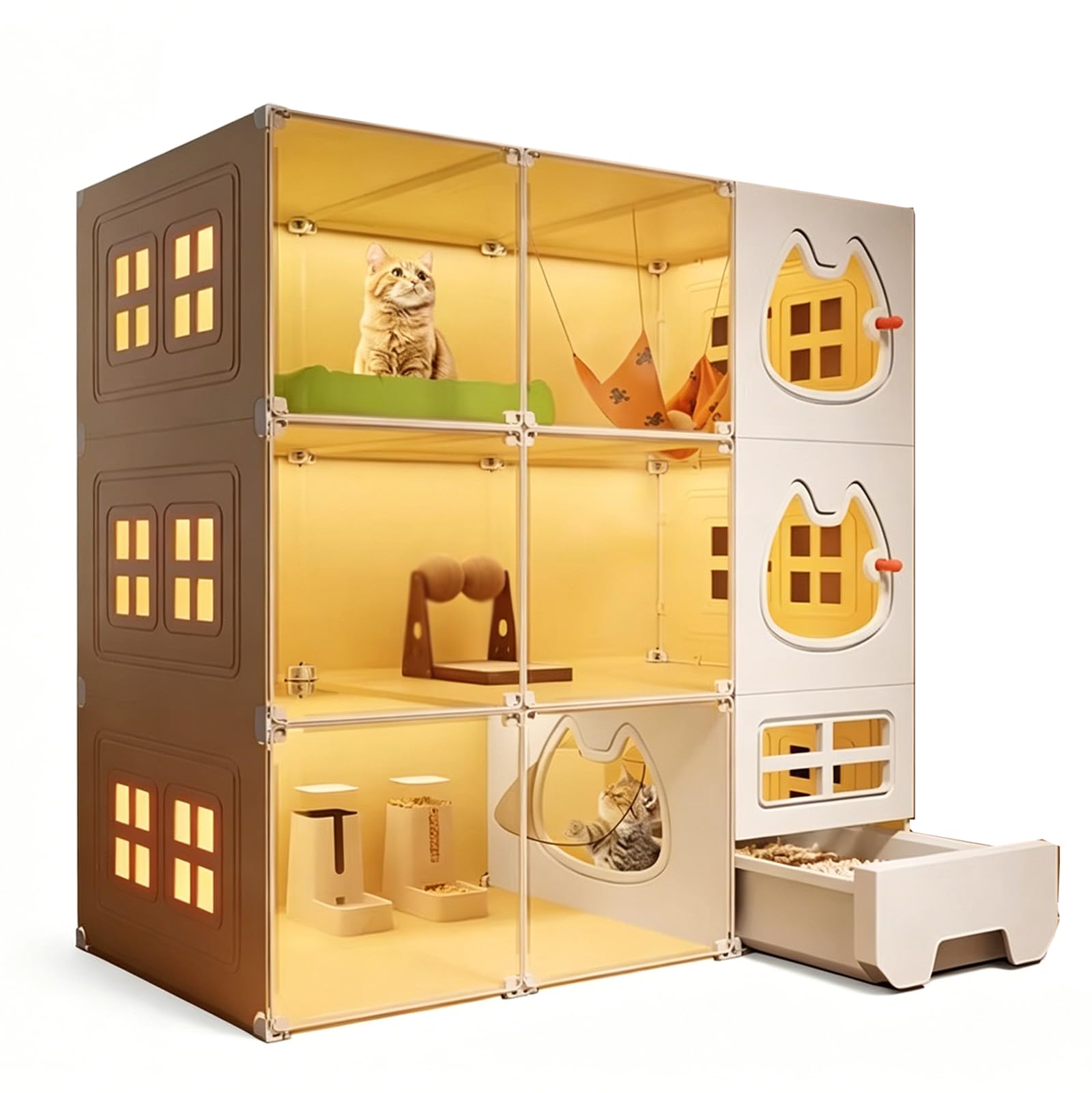 Cage pour chat 3-4 niveaux résout le manque d'espace et de confort