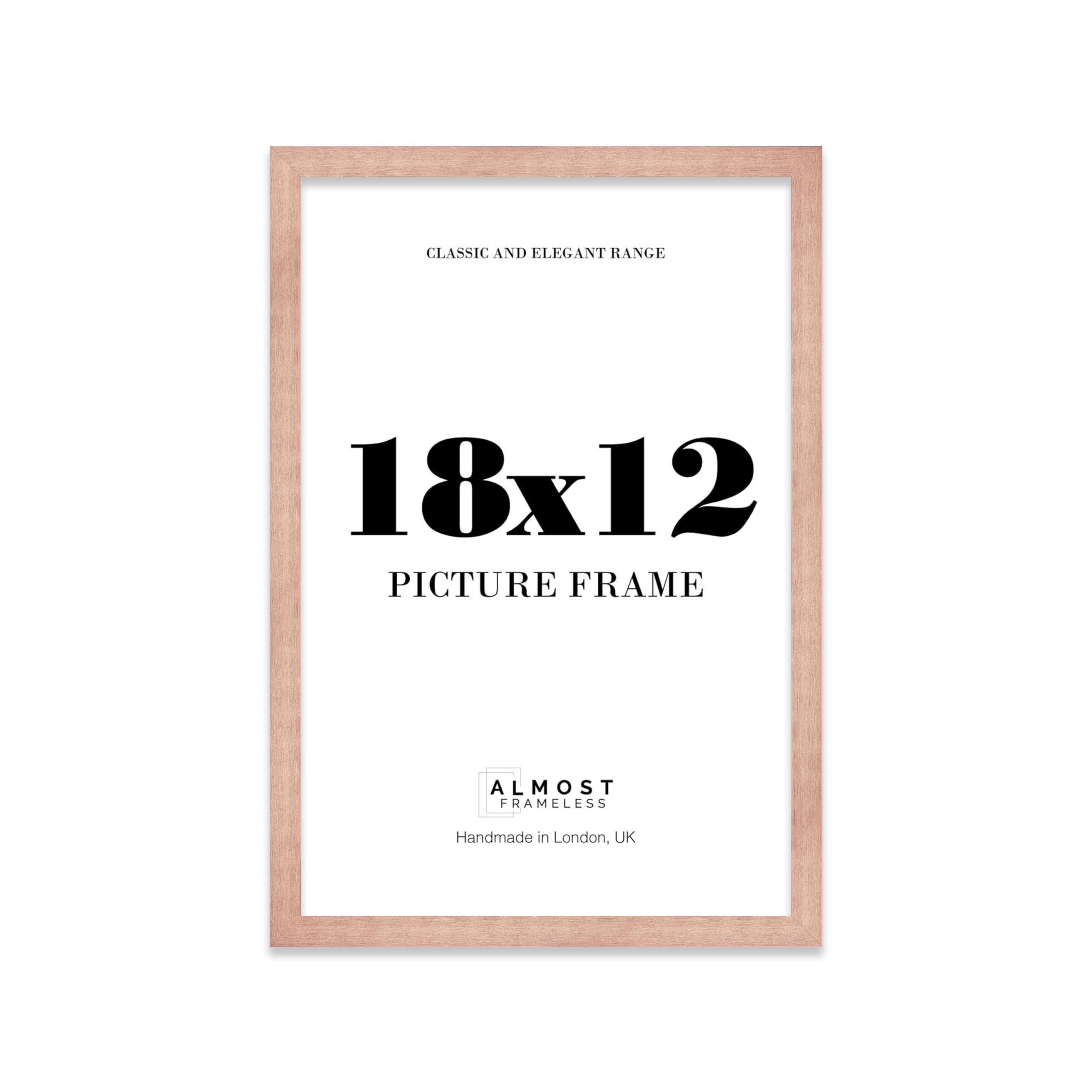 Almost Frameless 18x12 Copper Picture Frame 18"x12"(45.7x30.5cm) Poster, Photo, Artwork, or Print. Thin Edge Slim Frame Portrait and Landscape Display with Wall Hooks