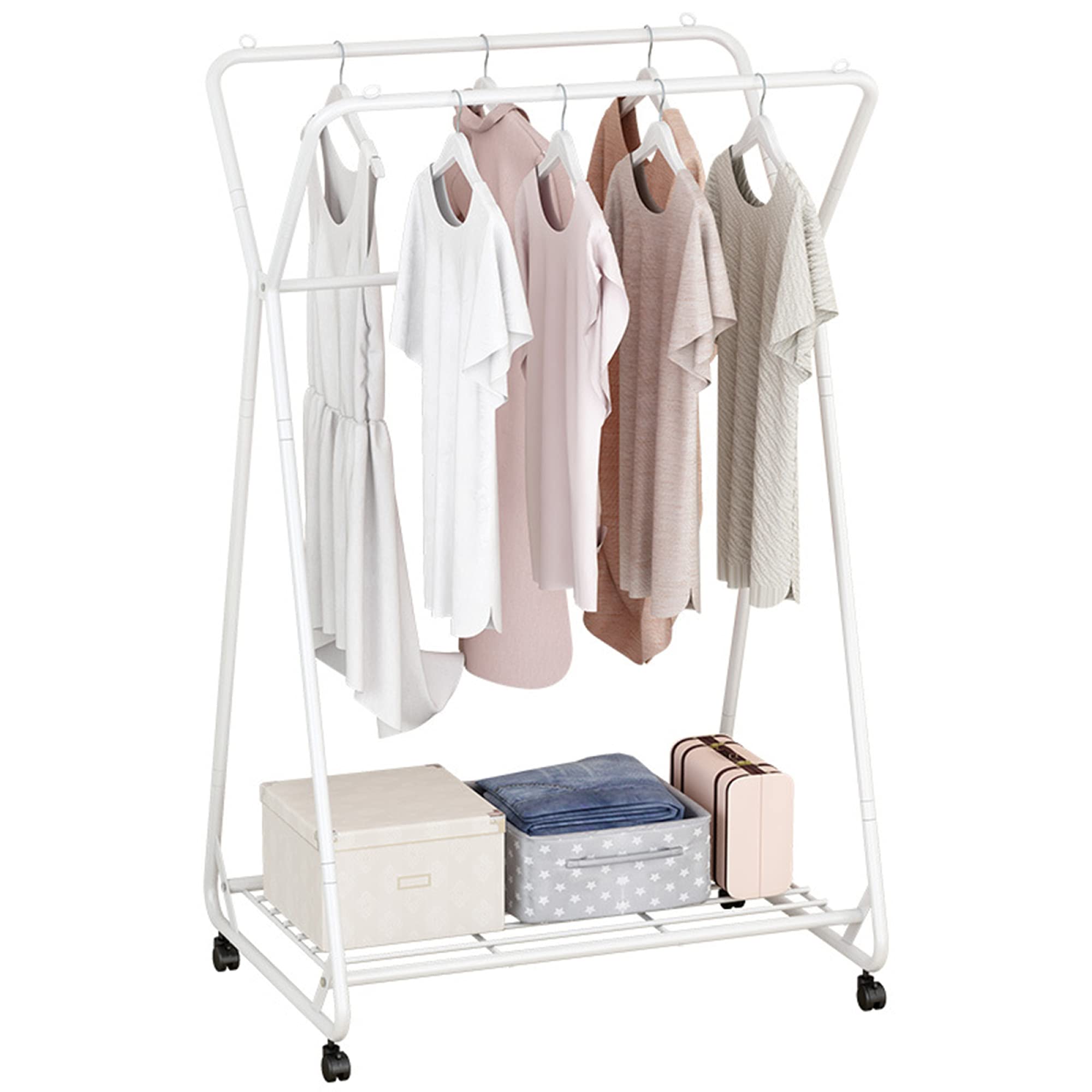 Portant à vêtements double barre pour remédier au manque de place dans votre garde-robe