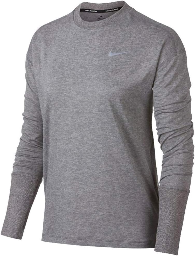 Nike Womens Element L/S Running Shirt Gunsmoke/Atmosphere Grey/Heather 928741-036 (Small)