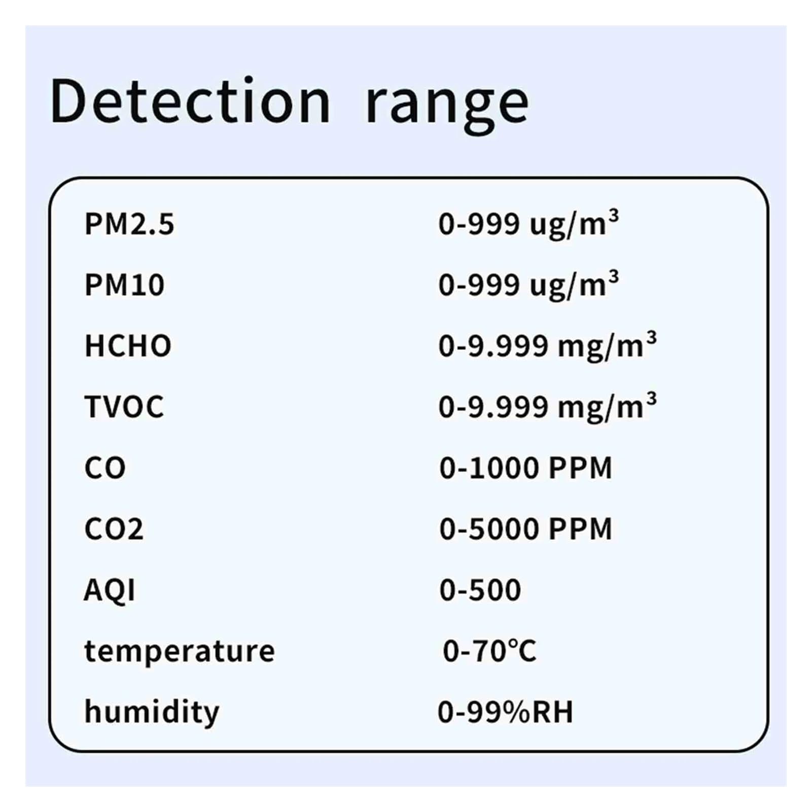 Monitor de calidad del aire, Medidor Multifuncional De Calidad Del Aire WiFi, Probador Doméstico HCHO TVOC Monóxido Carbono CO2 PM2.5 PM10(Black)