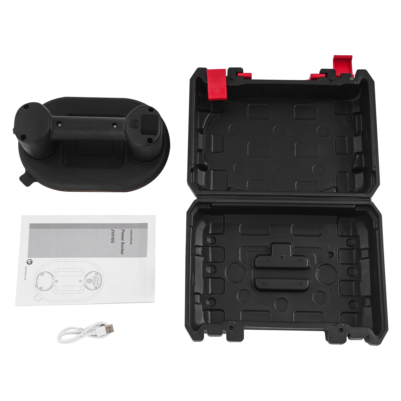 Ventosa a ventosa elettrica, alzacristalli, vuoto con display digitale, sollevatore di vetro, ventosa portatile, per piastrelle, vetro, marmo, potenza di aspirazione verticale/laterale, 300 kg/240 kg