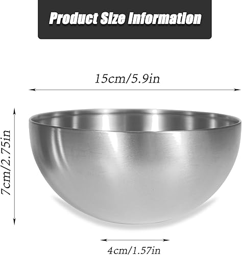 Miniatura 2 de Huakaile Paquete de 5 cuencos de acero inoxidable de 25 onzas, cuencos de sopa de metal con aislamiento térmico, cuencos de cereales con acabado