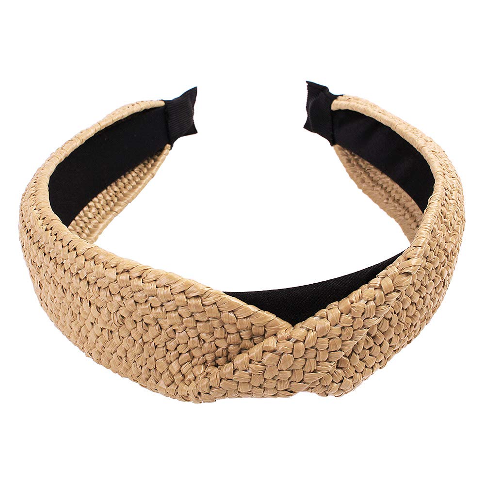 Women's Straw Weaving Knotted Headband, Fashion Coil Handmade Braid Straw Hair Band/Party Girls Hair Decoration Bandana Accessories Headpiece Clips Hoop Jewelry