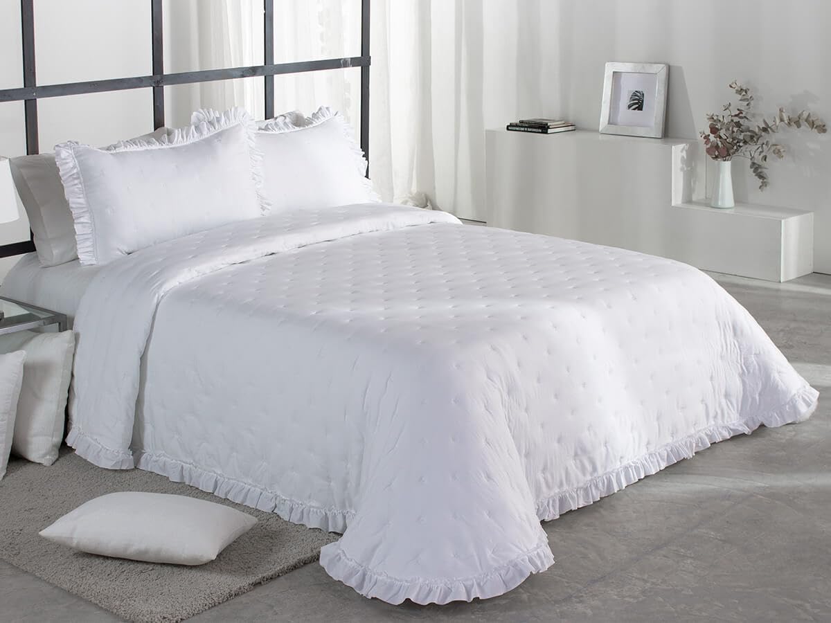 Ciberdescans REIG Marti Edredón Verano Copriletto Pya con Funda/s de Cojín de Regalo y Volante Decorativo (C00, Cama 135cm)