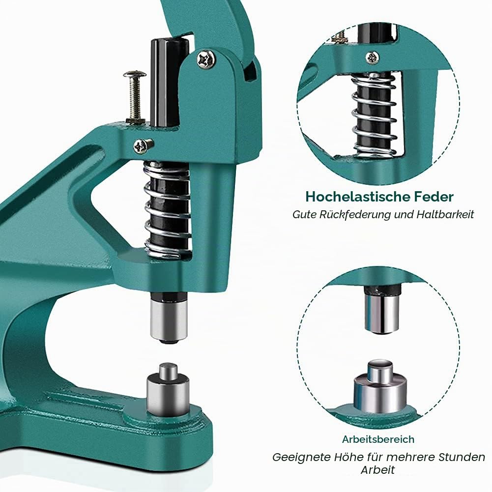 Ösenpresse Set, Ösenzange Nietenpresse Handpresse Maschine Ösenstanze Ösenmaschine Professionelle Nietenzange Set mit 3 Matrizen 900 Ösen 6/10/12 mm für Leder Handwerk