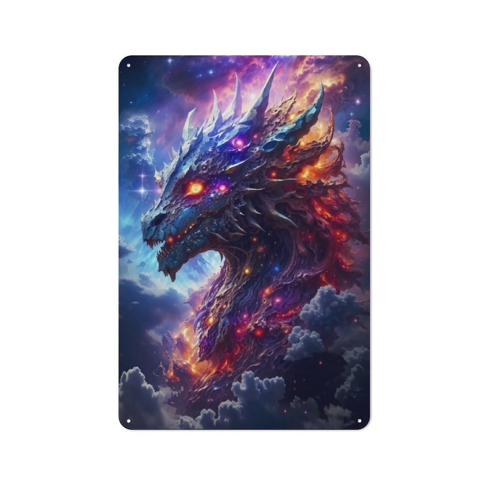 Junmoney Space Dragon Vintage Metal Plaque 30X20cm For Living Room Or Hallway, A Christmas Gift For People Styling Living Room And Hallway