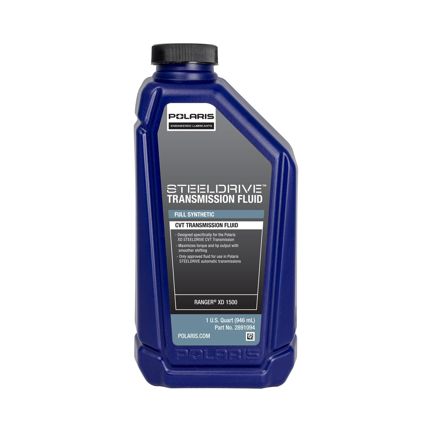 Polaris STEELDRIVE Full Synthetic CVT Transmission Fluid for Ranger XD 1500 STEELDRIVE Automatic Transmissions, 1 Quart, Qty 1, for Off Road UTV Maintenance - 2891094