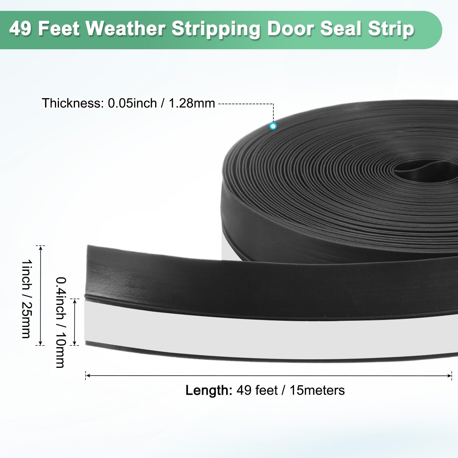 M METERXITY Weather Stripping Door Seal Strip, 1 Inch(25mm) Silicone 49 ft Draft Stopper for Windows Gaps/Shower Door - Image 3