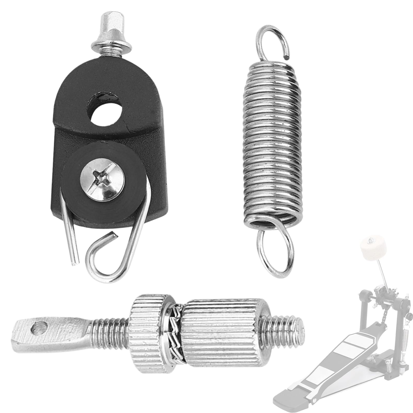 1 Jeu de Ressorts pour Pédale de Grosse Caisse, Ressort de Tension de Came de Pédale de Grosse Caisse pour Batterie Pédale de Grosse Caisse Ressort de Pédale Poulie à Came Crochet Tendeur