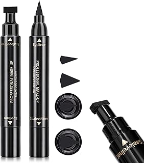 Erinde Winged Eyeliner Stamp - 2 Pens, Waterproof Liquid Eye Liner & Stamp for Perfect Cat Eye, Smudge-Proof Cat Eye Liner Cat Stencil Tool, Quick & Easy Black Wingliner