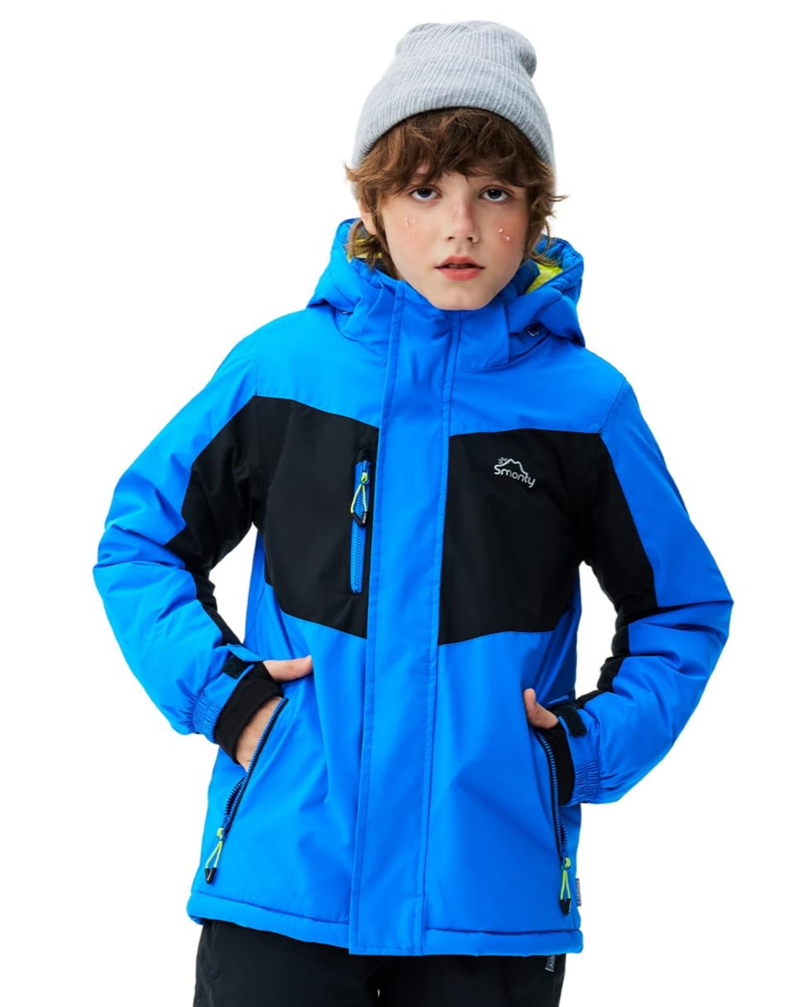 SMONTY Winter-Skijacke für Kinder, Jungen, Mädchen, wasserdicht, winddicht, Snowboard, warm, Schnee, Outdoor, Kapuzenmantel